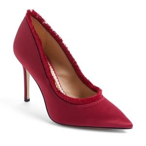 Sam Edelman fringe lined pumps in red